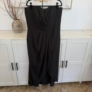 City Chic Strapless Black Draped Evening Gown